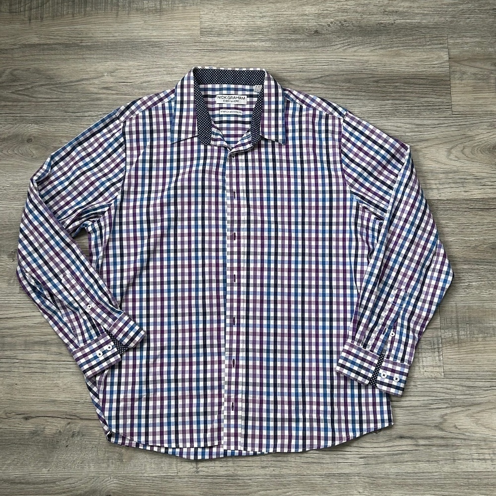 Nick Graham Men's Plaid Button‎ Down Shirt Sz 2XL